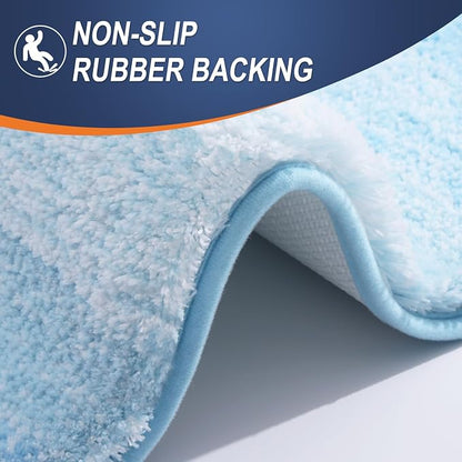 OLANLY Bathroom Runner Rugs Mat 59x24, Extra Soft Absorbent Microfiber Bath Rugs, Rubber Backing, Quick Dry, Washable Long Bath Mats for Bathroom, Tub and Shower, Home Decor Accessories, Sky Blue