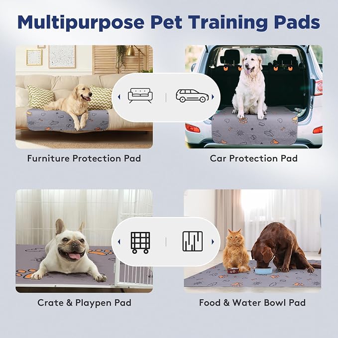 Washable Waterproof Pee Pads for Dogs - 2-Pack Small 18x24 Super Absorbent Reusable Training Pads, Non-Slip & Ideal for Puppies & Dog Playpen, Crate & Potty