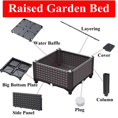 WTTTTW Thicken Raised Garden Bed Large Planters Box w/Drainage Plugs, Elevated Planter Boxes for Outdoor/Indoor, Vegetables, Herbs and Flowers,120x40x22cm