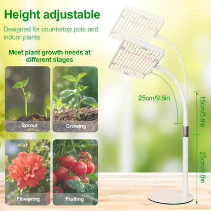 JINHONGTO 2Pack Desk Grow Light LED Full Spectrum UV IR, Veg Seed Starting Seedlings Bonsai Houseplant Plant Light, Table Top Grow Lights for Indoor Plants, 16"-24" Height Adjustable