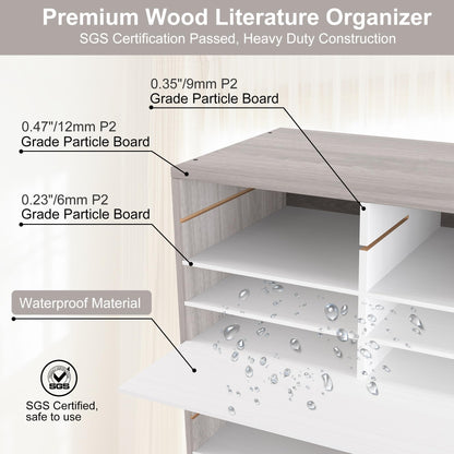 EasyPAG Wooden Literature Organizer with Adjustable Shelves, 36 Compartments Office Paper Organizer Storage 18000 Sheets Letter Size Paper, Student Mailbox for Classroom, Retro Gray/White