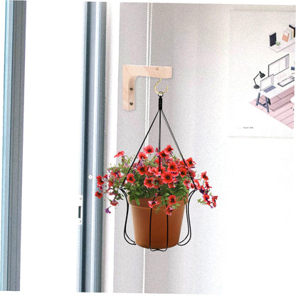 VICASKY Wooden Plant Hanging Hooks 2pcs Heavy-Duty Wall Mounted Plant Hanger Brackets Indoor Outdoor Hanging Stand for Flowerpots