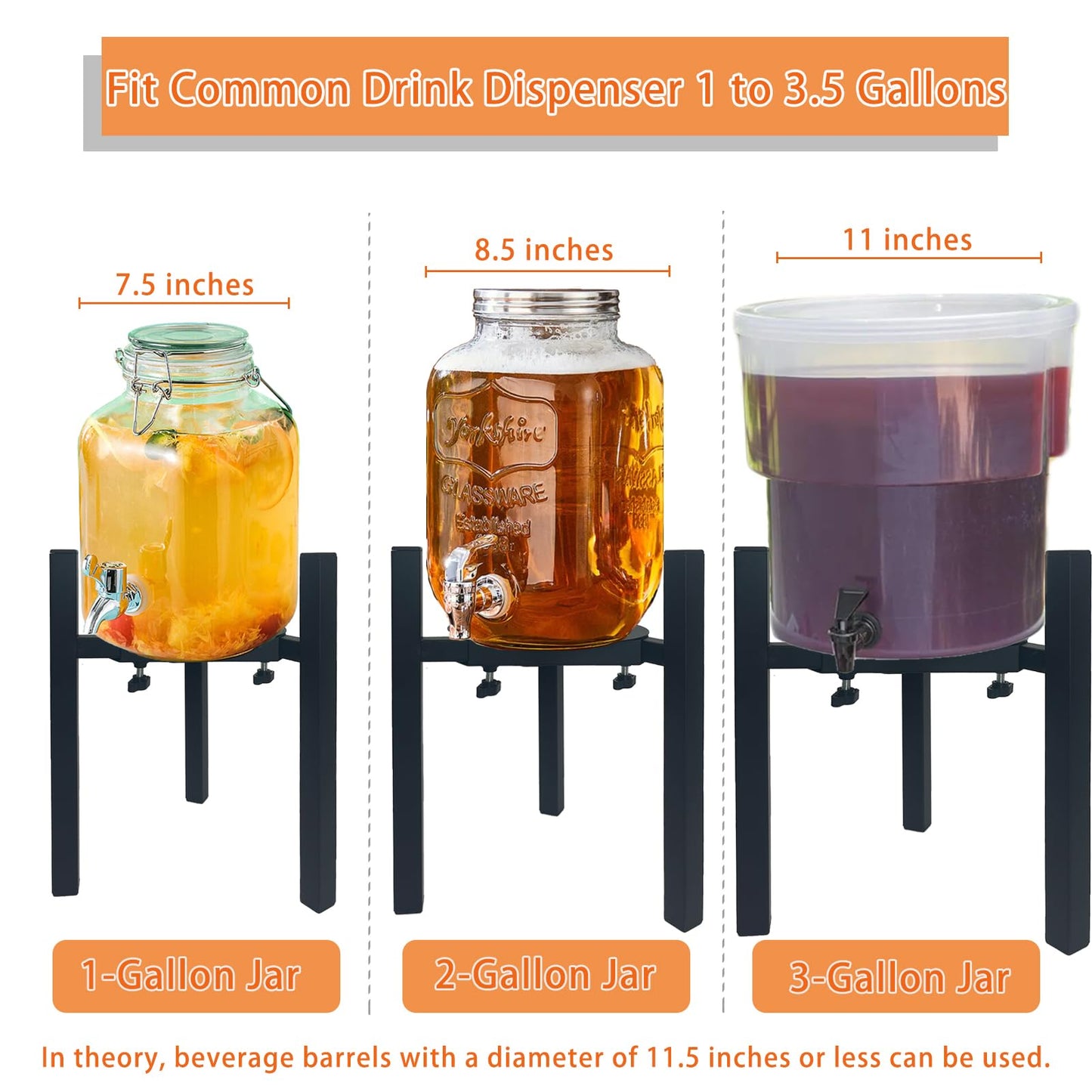 NEECONG Drink Dispensers Stand For Party. Universal Beverage Dispensers Stand Adjustment Range 7.1 to 11.5 inches Wide, Holder For Most 1 to 3.5 Gallon Beverage Dispensers (stand only)