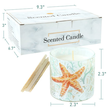 Jar Candles Scented with Lid Gift Set of 6 Ocean Theme Glass Jar Different Fragrance Soy Wax Aromatherapy Candles Take Harsh Smells Away Candle for Home Scented Stress Relief Relaxation