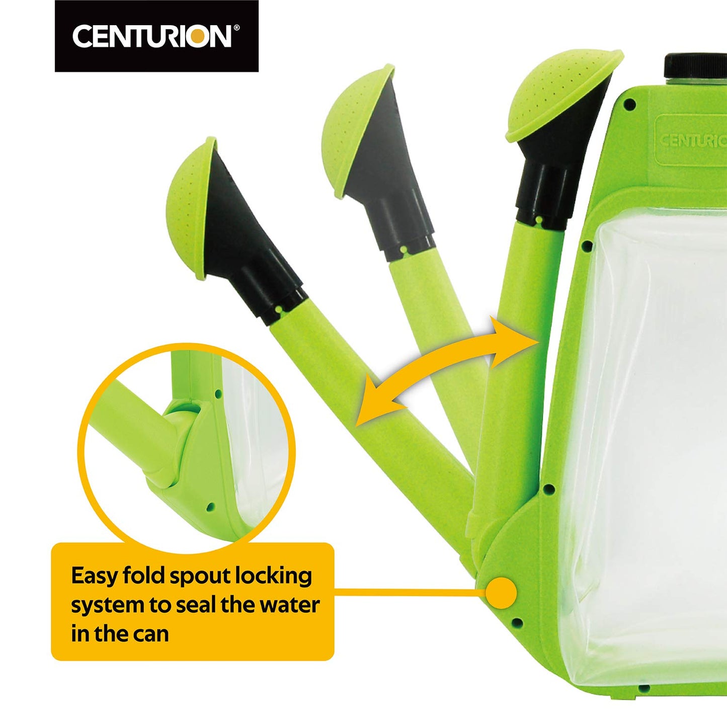 Centurion 1407 Foldable Clear Plastic Watering Can,1½ Gal with Rotating Nozzle, Long Stem Spout, Compact Ergonomic Design with Sprinkler & Pouring System Ideal for Indoor/Outdoor Lawn & Garden - Lime