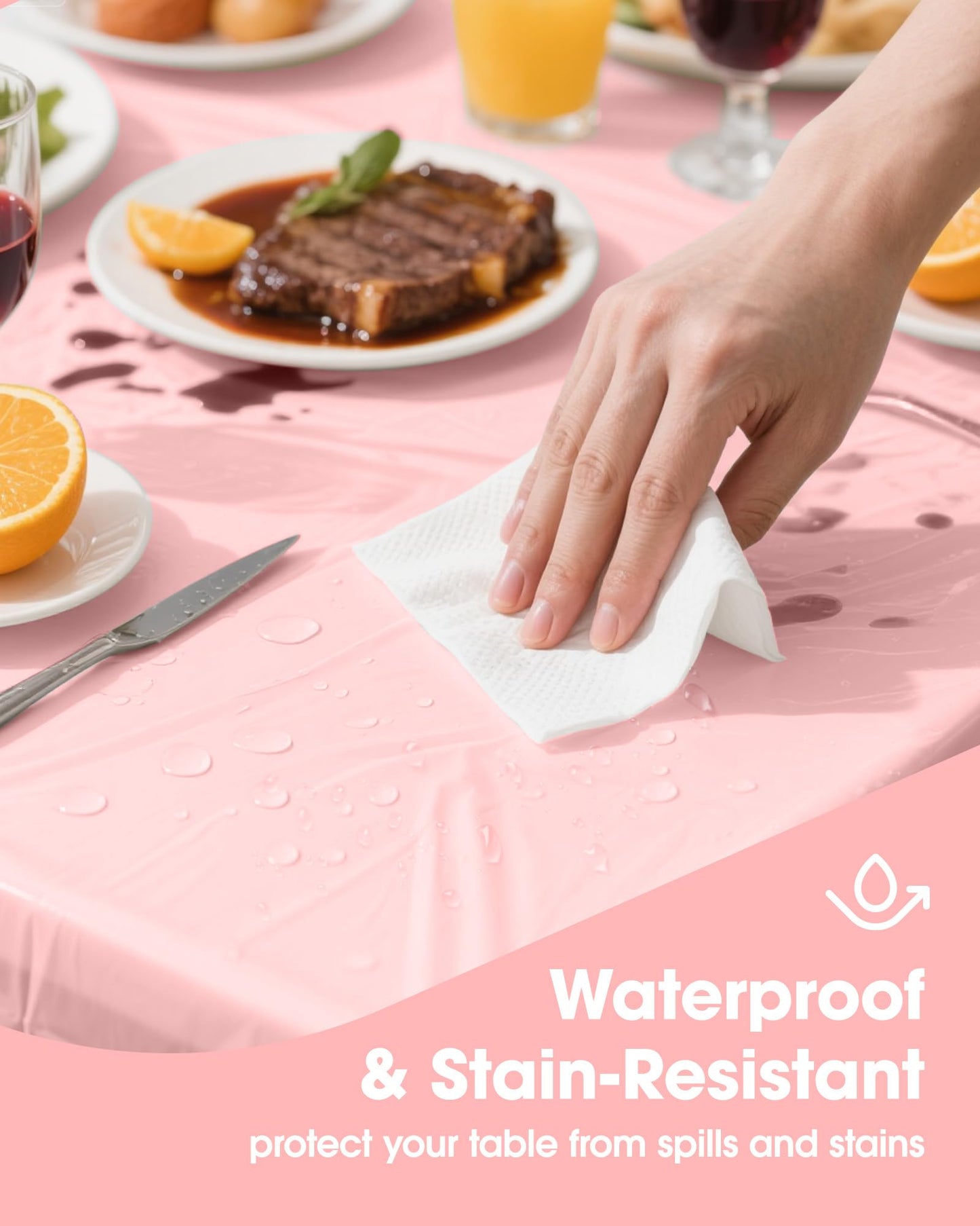 Niuara Pink Plastic Table Cloth Rectangle Table 15 Pack, 54''×108'' Tablecloth for 6ft Tables, Table Cloth for Disposable Use, Table Cover for Holiday Party, Gathering
