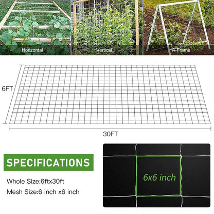Trellis Netting, CANAGROW Heavy-Duty Garden Plant Trellis Netting for Climbing Plants, Outdoor Indoor Grow Net for Beans Tomatoes Peas Pumpkin Flowers, 6x30ft, 1 Pack