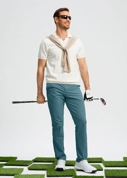 Pudolla Men's Golf Pants Stretch Work Dress Pants Men's Dress Pants 30 Lightweight Quick Dry Trousers with Pockets(Vivid Blue 35Wx30L)