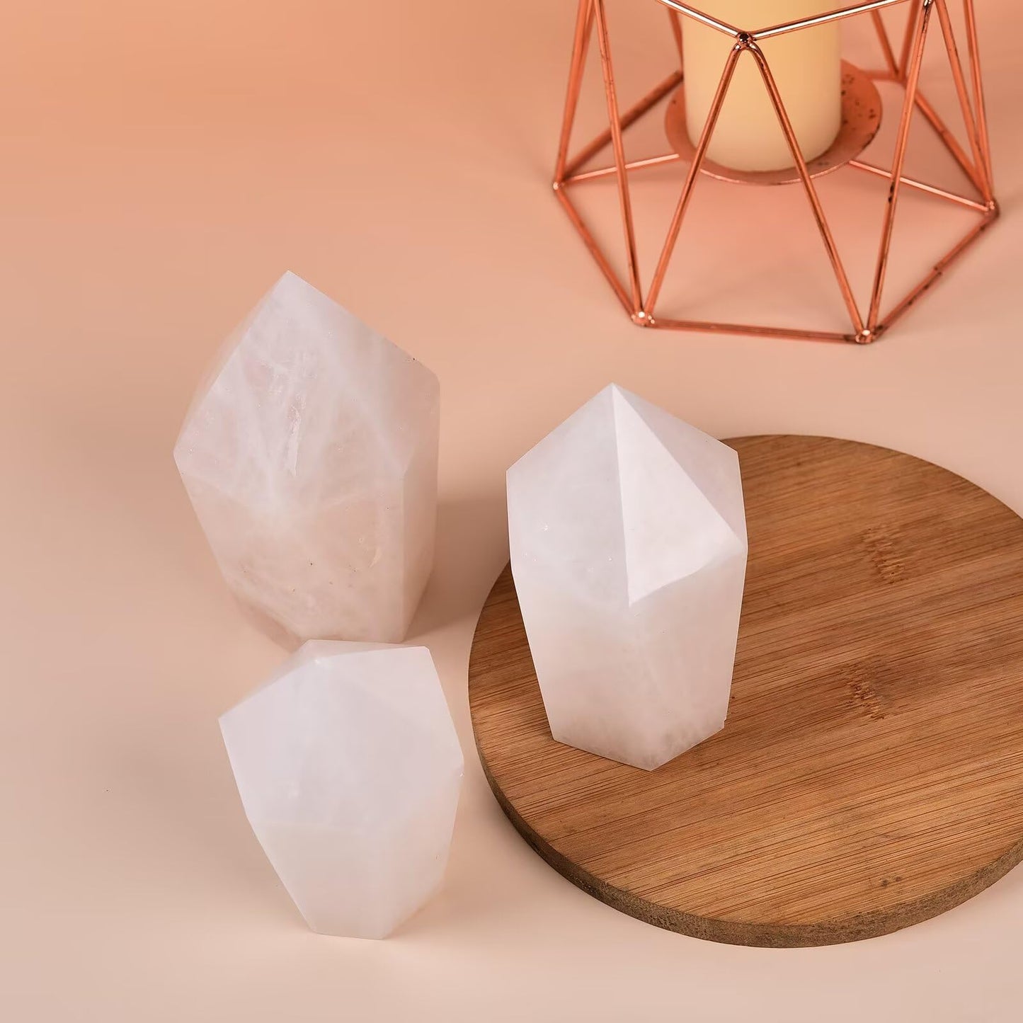 VIZYTOU White Crystal Stone Tower Obelisk Large Healing Crystal Rock Point Wand Reiki Healing Meditation Stone 2.2-2.8 LBS