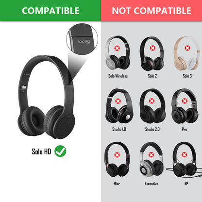 Geekria QuickFit Replacement Ear Pads for Beats Solo HD Headphones, Ear Cushions, (Not Compatible with Other Headphone Models), Repair Parts with Video Guide (Black)