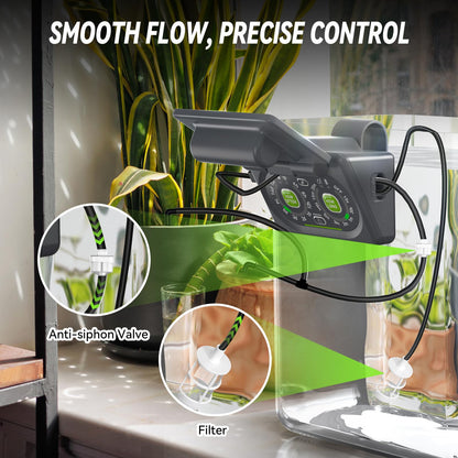 RAINPOINT Smart Drip Irrigation System for Houseplants,WiFi/App Control and Local Control, Dual Powered,Tap Free, Solar auto Watering for Indoor Balcony Grow Tent Water 10-15 Plants