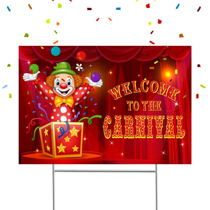 Capoda Welcome to Carnival Yard Decoration Circus Clown Garden Stake Halloween Circus Party Decor Carnival Party Directional Sign for Outdoor Lawn Garden Yard Patio Decor Supplies 24.8 x 16.1 Inch