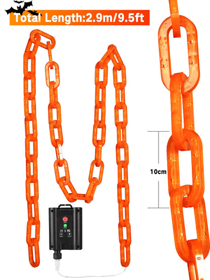 Flacchi Solar Halloween Decorations Outdoor String Lights - 10 Ft 160 LED Plastic Chain String Lights with Waterproof, 8 Lighting Modes Function US Patent Product (Orange)