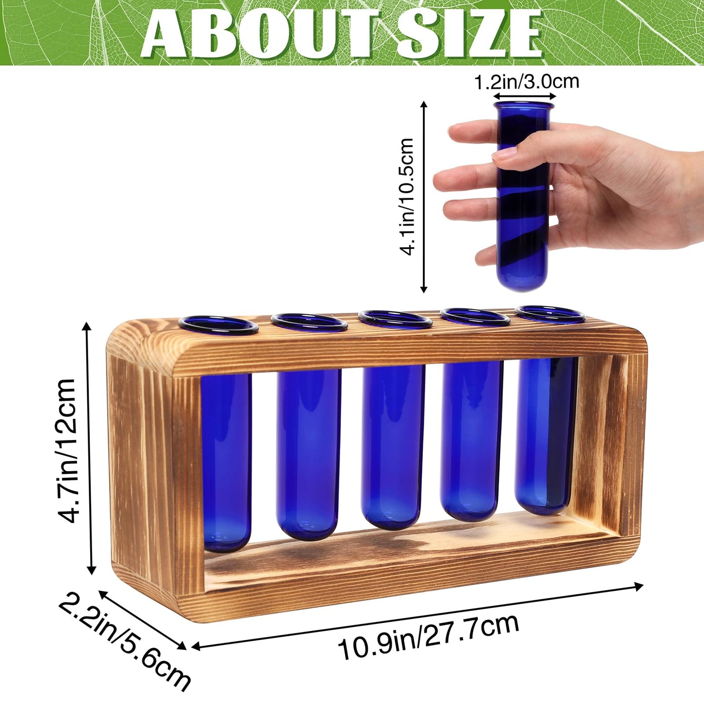 Glass Plant Propagation Station with 5 Test Tubes Colorful Planter Vase Birthday Gifts for Women in Wooden Stand