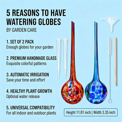 Brajttt Plant Watering Globes Automatic Glass Watering Bulbs, Glass Ball Planter, Decorative Garden Watering Plant Watering Bulbs with 2-Pack, 3.35 inch Diameter