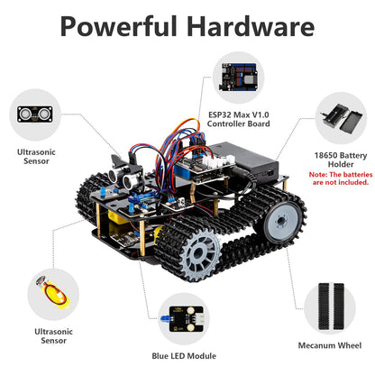 ACEBOTT Smart Robot Tank Car Kit with ESP32 for Arduino Robotics for Kids Ages 8-12 12-16 STEM Science Kits Coding Gifts for 8-16 Year Old Boys Girls Teens Cool Engineering Building Toys Unique Gifts