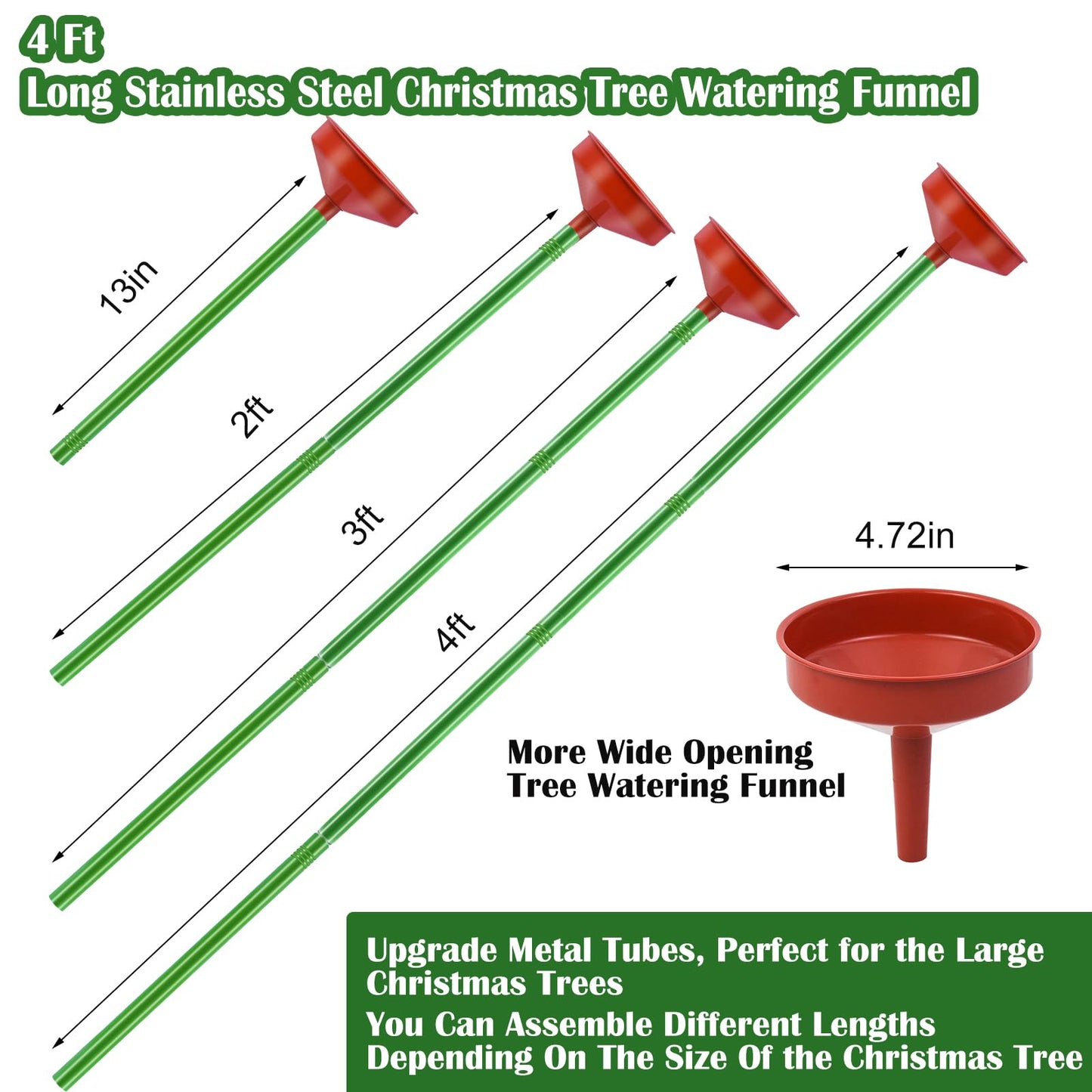 47inch Christmas Tree Watering Funnel Christmas Tree Watering System with Large Stainless Steel Tubes Xmas Tree Watering Device Easy Assembly Plant Watering Tool for Indoor Outdoor Xmas Tree