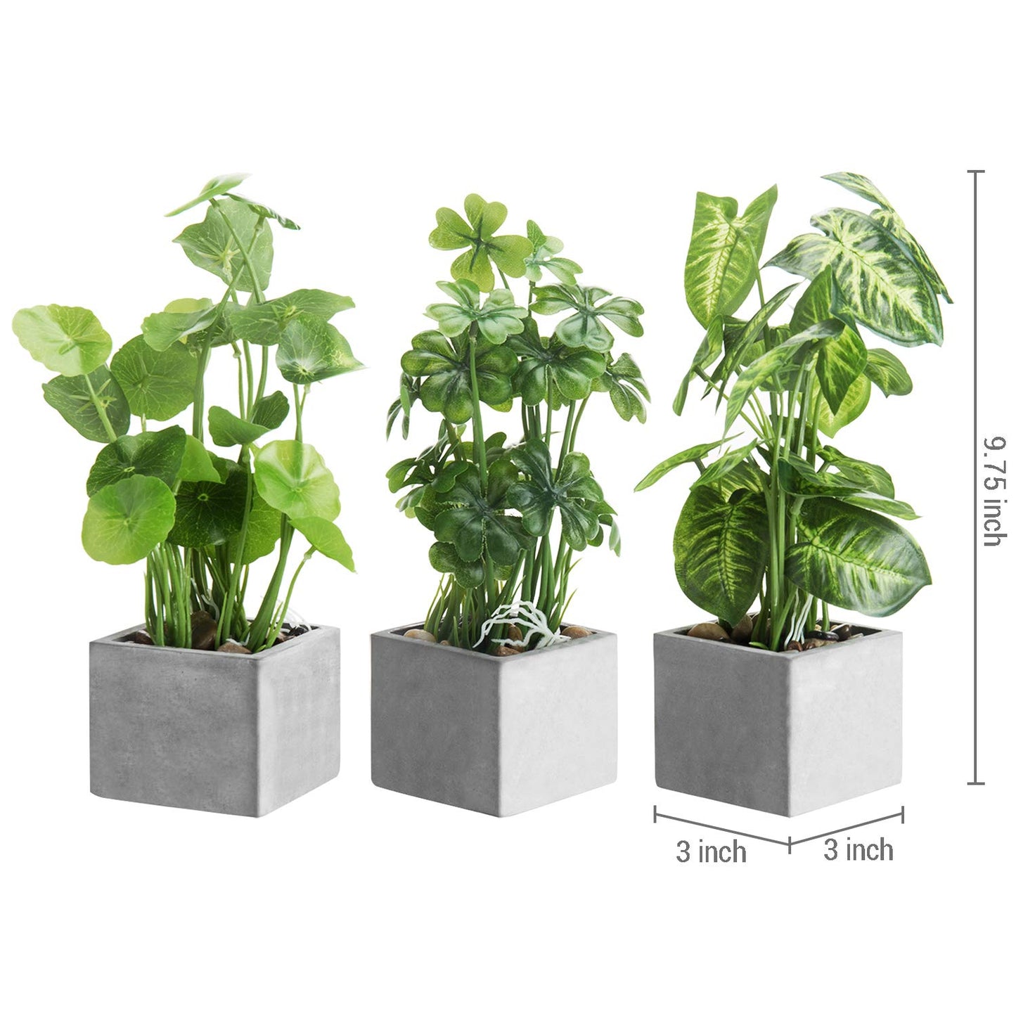 MyGift Artificial Plants Indoor, Set of 3 Small Fake Potted Plants, Faux House Plant for Home Decor