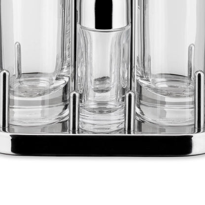 Alessi | 5070 - Design Condiment Set for Oil, Vinegar, Salt and Pepper in 18/10 Stainless Steel and Crystalline Glass