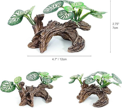 Fish Tank Decorations Aquarium Ornaments 3pcs Betta Silk Leaf Plants Artificial Driftwood Cave Aquarium Plants Accessories