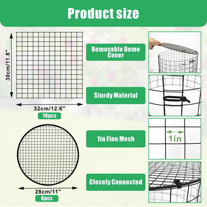 6 Pack Plant Protectors from Animals with Cover, 18PCS 12.6"x11.8" Metal Wire Mesh Cage with Stakes Garden Protection for Rabbits, Chicken, Duck Bunny Barricades for Vegetables, Seedlings and Flower