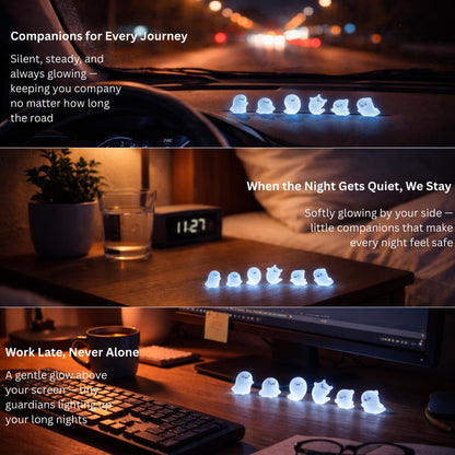 Luminous Ghosts Mini Artificial Decorations for Home Corners Decorations for Car Dashboard Office Desk Bedroomn Shelves Nightstand Miniature Figurines 6Pcs with Light Filling Mini Torch Gift Box Ready