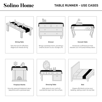 Solino Home Linen Black Table Runner 90 Inches Long - Fringe, 100% Pure Linen 14 x 90 Inch Table Runner for Fall, Autumn, Halloween, Thanksgiving, Christmas, Holiday