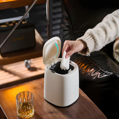 HomDSim Mini Trash Can with Lid, Pop Up Countertop Wastebasket, Tiny Plastic Trash Bin, Counter Garbage Lint Bin Removable Small Garbage Can for Countertop,Dressing Table,Bedsid,Desk