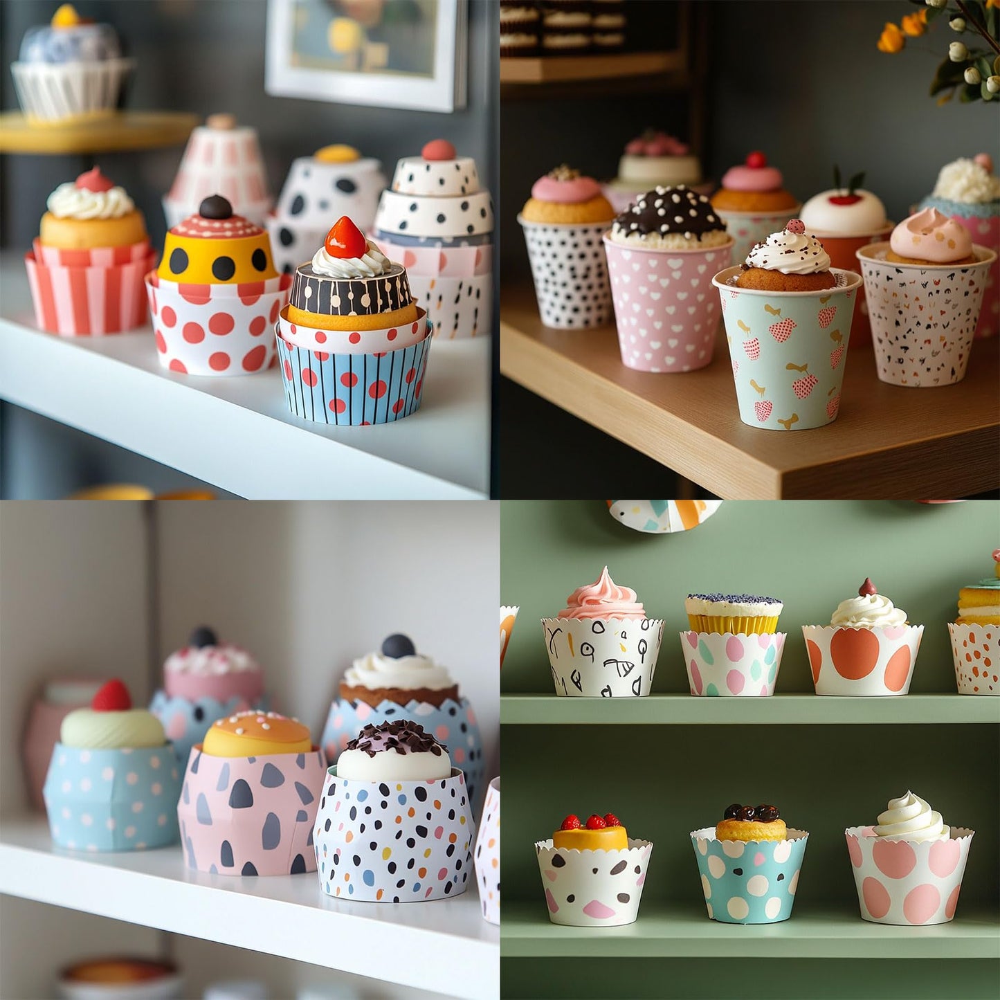HARFINGTON 50Pcs Paper Baking Cups 6oz Brown Kraft Paper Muffins Liners Cupcake Greaseproof Disposable Bulk Wrappers for Wedding Birthday Graduation, Plaid