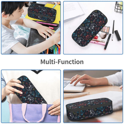 Aoojanu Video Game Controller Large Pencil Case With Zipper Compartments Stationery Pencil Bag For Kids Teens Students School Supplies