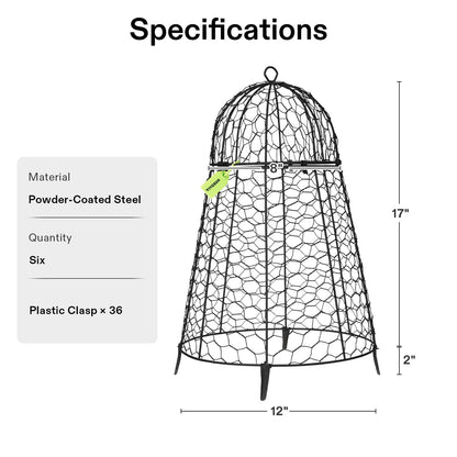 VIVOSUN Garden Cloches for Plants, Rustproof Chicken Wire Cloches with Flip-Top Design & Integrated Folding Stakes, Plants Protectors, Keep Small Animals Out, 6-Pack