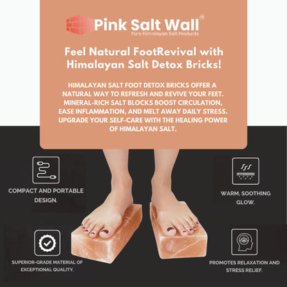 Himalayan Salt Foot Bricks Pair of Natural Pink Salt Blocks for Feet, Rest & Spa Stones Natural Salt Block, Salt Brick for Foot Soak, Relaxation & Odor Neutralizer