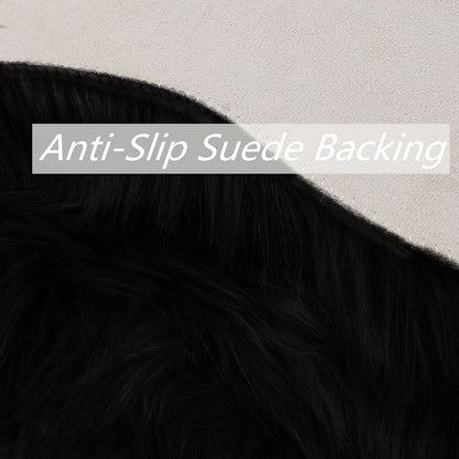 duduta Black Faux Sheepskin Runner Rugs 2x6 ft, Fluffy Shag Bedroom Rug Fur Couch Sofa Covers Halloween Decor Washable