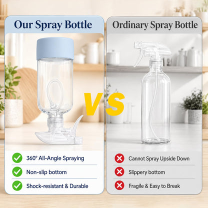 CHEODIN 360° Glass Spray Bottles 16 oz for Hair Cleaning with Silicone Sleeve, 2 Pack Amber Refillable Containers with Adjustable Spray Nozzles, Empty Spray Bottles for Plant, Clear