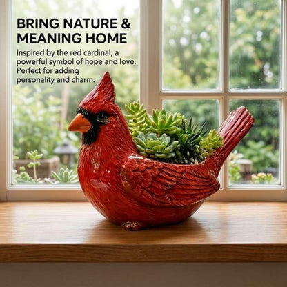 Cardinal Bird Succulent Planter,Resin Decorative Flower Pot for Indoor Plants, Cute Red Bird Planter for Garden Windowsill Desk Decor Unique Gift (Red)