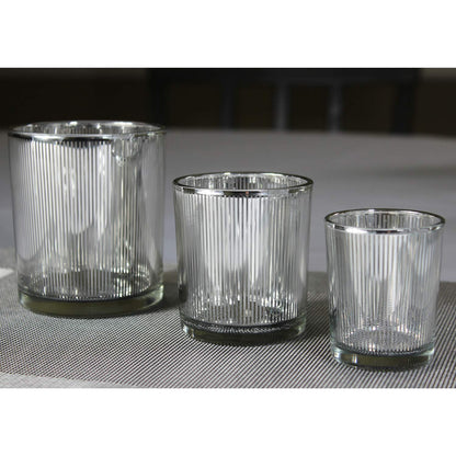 Seraphic Glass Votive Tealight Candle Holders in Bulk for Table Centerpiece Wedding Decor, Silver, 2.75" Tall, Set of 12