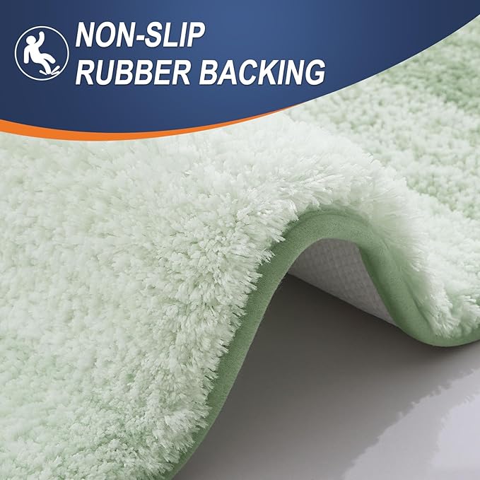 OLANLY Bathroom Runner Rugs Mat 44x24, Extra Soft Absorbent Microfiber Bath Rugs, Rubber Backing, Quick Dry, Washable Long Bath Mats for Bathroom, Tub and Shower, Home Decor Accessories, Sage Green