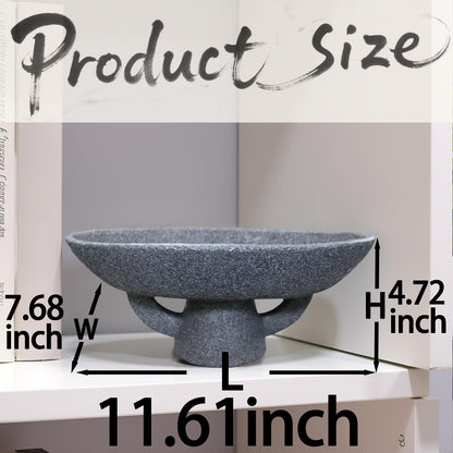 Boho Modern Decorative Bowl decor - Multi functional modern home Pedestal decoration bowl,Handicraft Bowls,Stylish Key Bowl for Entry Table,Fruit Bowls for Kitchen Counter,Artificial Stone Black