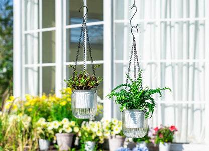 Josteve 4.5 Inch 2 Pcs Self Watering Hanging Planter Indoor Plant Pots Drainage Holes, Outdoor Small Hanging Planters Flower Pot Basket, Visible Water Level, Plant Hanger Home Decor, Gardening