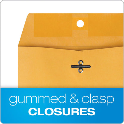 Quality Park 6x9 Clasp Envelopes, Extra Heavyweight 32 lb. Manila Kraft Envelopes, Gummed Seal and Clasp for Storing or Mailing, 100/Box (QUA37755)