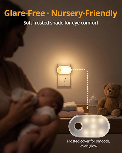 Lyridz 120LM Ultra Bright Plug-in Motion Sensor Night Light, Stepless Dimmable LED Nightlight, Always-On and Auto-Off, for Hallway, Stairs, Bathroom, Bedroom, Garage, Warm White (6-Pack)