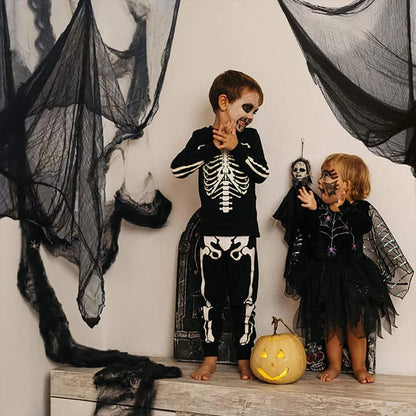 Kijamilee 4 Pack Halloween Creepy Cloths, Scary Spooky Cloth Creepy Gauze, 30 x 72inch Freaky Loose Weave Creepy Cloth, Decorations for Haunted Houses Props Halloween Wall Outdoor Indoor Decor (Black)