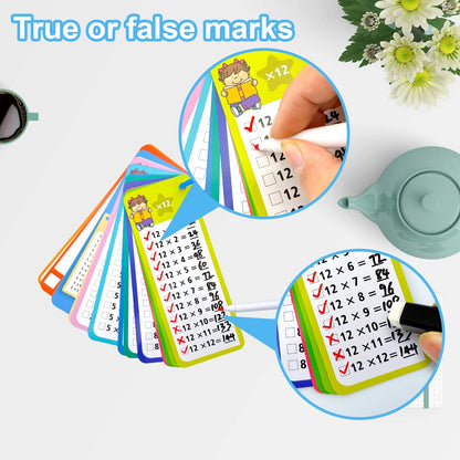 Math Flash Cards Set of 4-204pcs Reusable Math Practice Cards with Addition, Subtraction, Multiplication, Division, Flash Cards,Games for Kids Ages 6+ |Spark Skills & Fun Learning