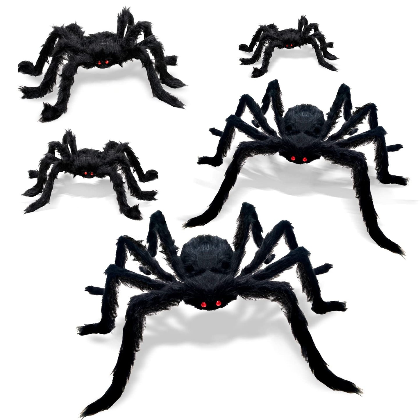 CH HAICHENG 5 Pcs Halloween Spiders Decorations, Realistic Spiders Halloween Decor Indoor Outdoor