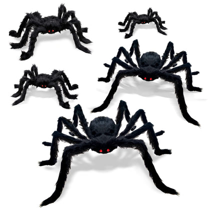 CH HAICHENG 5 Pcs Halloween Spiders Decorations, Realistic Spiders Halloween Decor Indoor Outdoor