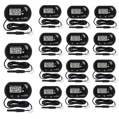 15Pcs Aquarium Thermometer Fish Tank Thermometer Reptile Fahrenheit Terrarium Water Temperature Indicator Test Digital with LCD Display Fahrenheit/Celsius