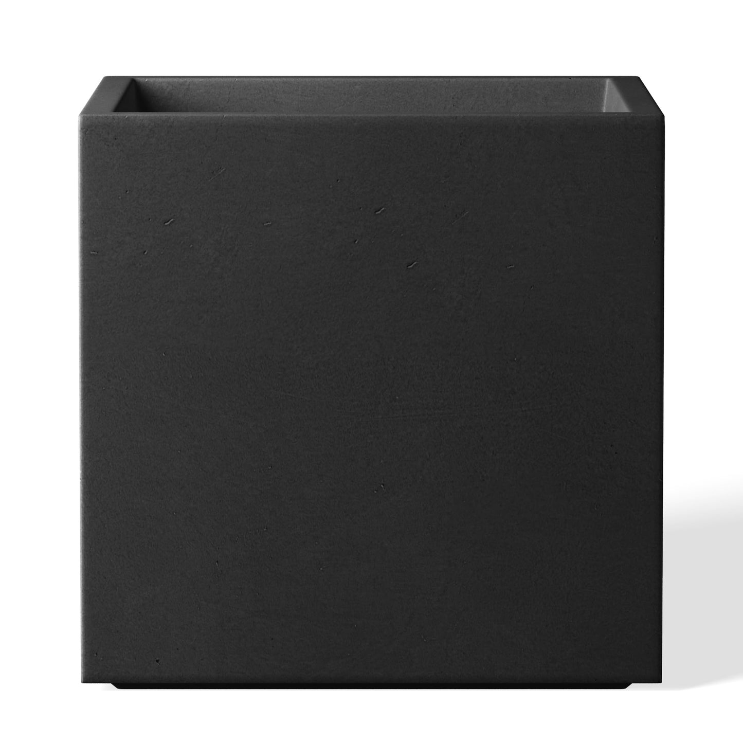 Kante 12 Inch Square Concrete Planter for Outdoor Indoor Home Patio Garden, Large Plant Pot with Drainage Hole and Rubber Plug, Black