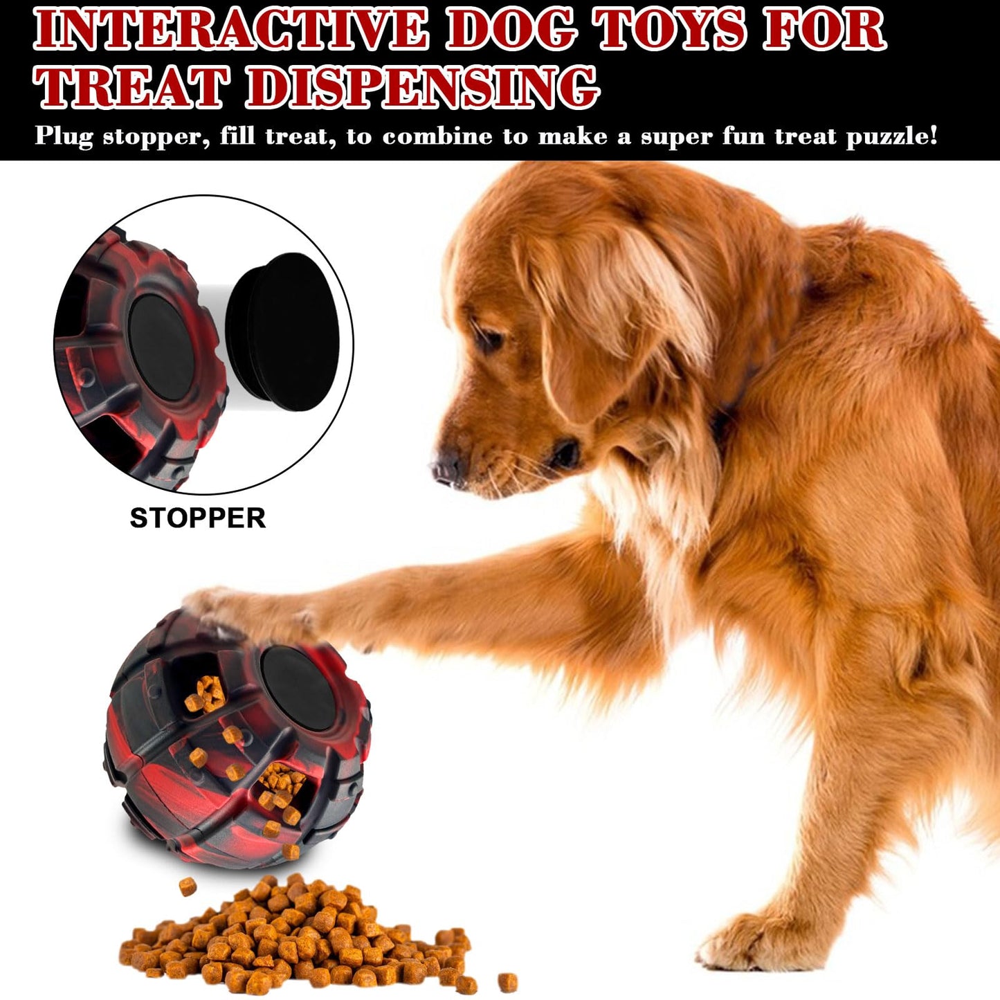 Yipetor Dog Toy, Frozen Dog Treats to Keep Dogs Busy, Interactive Treat Dispensing Dog Toy Puzzle, Interactive Chew Toys for Large Dog, Power Chewer, Durable Rubber-Easy to Clean-Holds Kibble, Treats