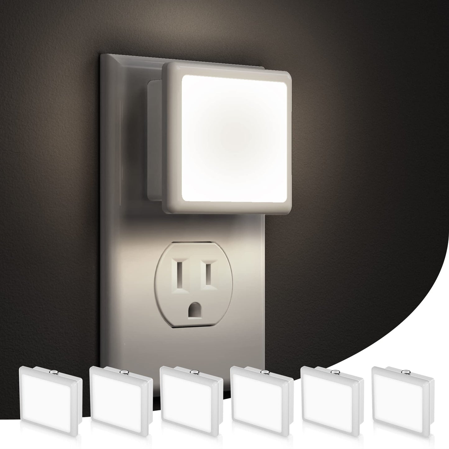 L LOHAS LED Night Lights Plug into Wall, [6-Pack] Plug in Night Light, Dusk-to-Dawn Sensor, 3000K Soft White 0.3W Bright Nightlight Auto-On/Off for Adults Kids Room Bedroom Bathroom Hallway Kitchen