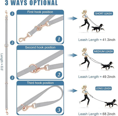 Soft Leather Dog Collar and Leash (6.6') Set - Stylish Rose Gold Heavy Duty Metal Buckle, 4 Adjustable Lengths Leash for Small Medium Large Dogs - Comfortable & Easy to Clean Grey L(15.4"-24.8")